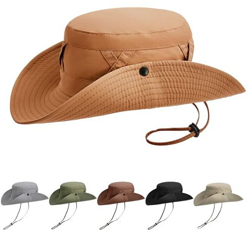 AYPOW Unisex solhatt fiskarhatt vattentät, SPF 50+ brett brätte UV-skydd stuvbar vindtät andas allväder fiskehatt hinkhatt, cowboystil boonie hatt sommarhatt för män kvinnor utomhus