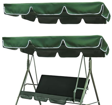 Sun Canopy for Hollywood Swings, Universal Garden Swing Sun Canopy 195 x 125 x 15 cm, Outdoor Sun Canopy, Water-Repellent Hollywood Swing Replacement Roof for Garden Swing (Dark Green)