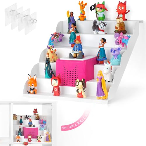 Xozoyo Support d'échelle magnétique en forme d'éventail - Étagère murale pour Toniebox - Étagère murale pour rangement Tonie - 40 à 50 pièces - Compatible avec IKEA KALLAX