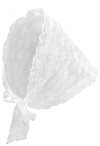 Sisadodo White Lace Hair Scarf for Women Flower Patterned Triangle Hair Bandana for Teen Girls French Style Kerchief Headscarf for Women Headscarf Headbands for Women's Hair Accessories for Teenager