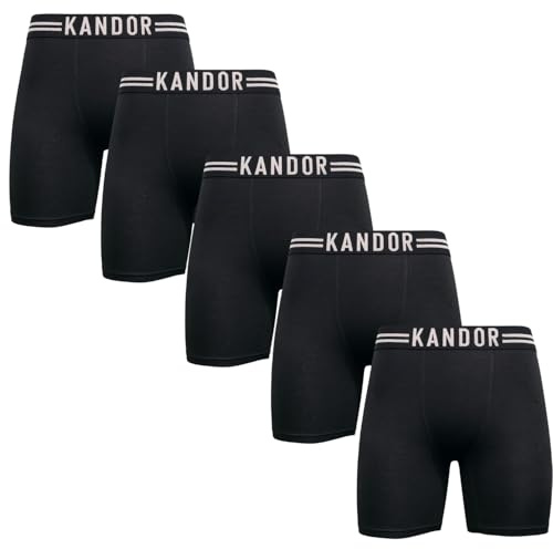 Kandor Women’s Bamboo Boxer Shorts – 5 Pack Soft Tagless Breathable Stretch Boxer Briefs, Comfortable Seamless Underwear Multipack 5 Pack - Black M