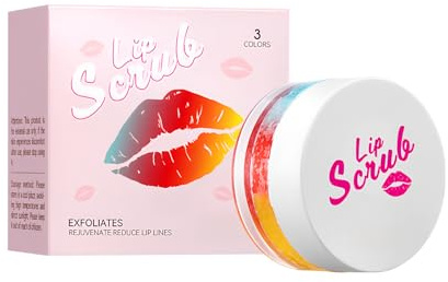 Hinapan Gommage Lèvres Trio de Couleurs, Texture Douce aux Sucres Exfoliants, Élimine les Peaux Mortes et Résidus, Hydratation Prolongée, Lèvres Lisses, Douces et Préparées au Maquillage