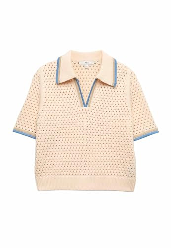 Marks & Spencer Top Corto Lavorato a Maglia Testurizzato in Misto Cotone da Donna Crema