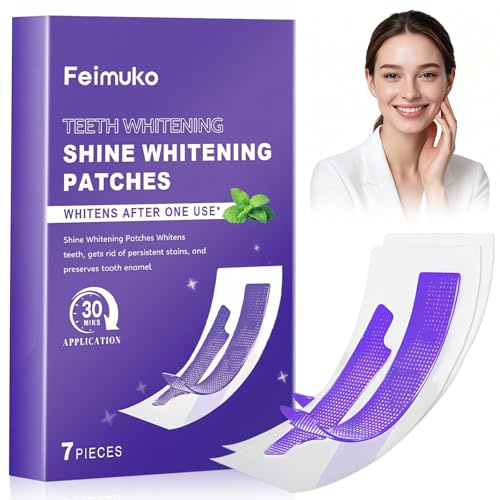 7 Paia Strisce Sbiancanti Denti, Antiscivolo Whitening Strips, Ideali per Macchie Caffè, Vino, Piccolo & Portatile, Sbiancante Rapide Bianche Teeth (Viola)