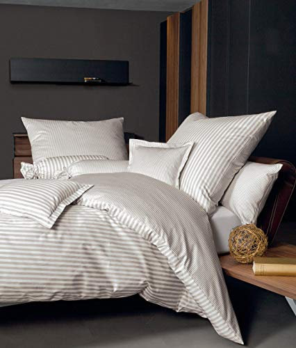 Janine 3912 Mako Seidensatin Wendebettwäsche modernclassic 135x200 cm + 80x80 cm naturell