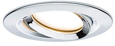 Paulmann 93683 Luminaria empotrable LED Nova Plus, redonda, orientable, 1x6,8 W IP65 regulable, foco empotrable, cromo, Spot, aluminio, lámpara 2700 K