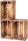 LAUBLUST Vintage Holzkisten 3er Set - Weinkisten & Obstkisten | Aufbewahrungskisten aus Holz - Geschenkkisten, Möbelkisten & Deko (Geflammt, 30 x 20 x 15 cm | M)
