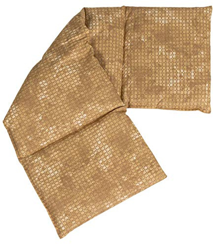 Cuscino con semi di farro bio, 60x20cm - 4 compartimenti - batik oro - Cuscino riscaldabile. Terapia caldo e freddo Cuscino termico