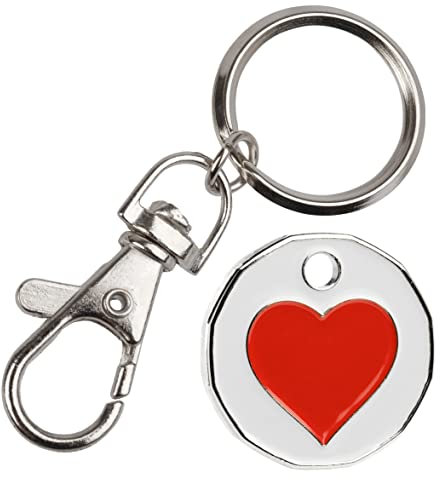 1 unit New Shape £1 coin Trolley Tokens Keyrings Supermarket Locker (Love Heart)