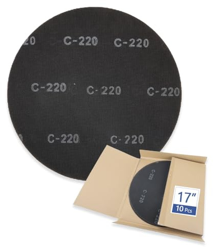 HUAALIUCHE 17 Sanding Screen Discs - Mesh Floor Sanding Screen - Black Silicon Carbide - for Wood Floors (10 Pack, 220 Grit)