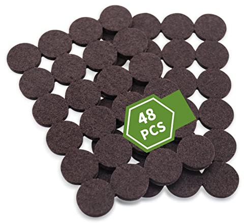 COVERCORNER Felt Furniture Pads for Hardwood Floors 48 PCS, Furniture Pads, Floor Protectors for Hardwood Floors, Felt Pads for Furniture, Round, Dark Brown