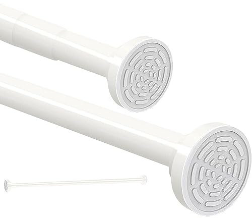 Teleskopstange Vorhangstange 120cm-215cm Duschvorhangstange ohne Bohren aus Edelstahl| ausziehbare Kleiderstange durch Drehen verstellbar, sicherer Halt für Dusche und Badewanne120 bis 215cm weiß