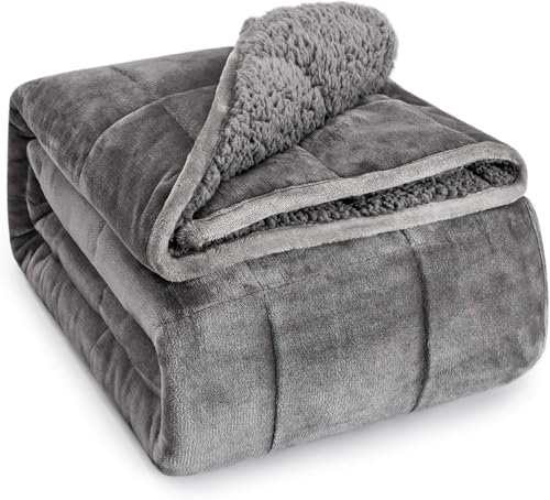 Sivio Couverture lestée pour Adulte - 7 kg - Couverture Lourde en Flanelle Douce réversible - Couverture lestée Extra Chaude et Confortable - 150 x 200 cm - Double Face - Gris