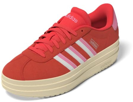adidas Women's VL Court Bold Shoe, Bright Red/Bliss Pink/Cloud White, 9.5