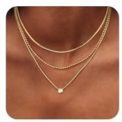Kakonia Collares de Oro para Mujeres, Collar en Capas Chapado en Oro de 14K, Conjunto Choker Simples y Collares de Cadena Delicados, Joyería a la Moda para Regalos