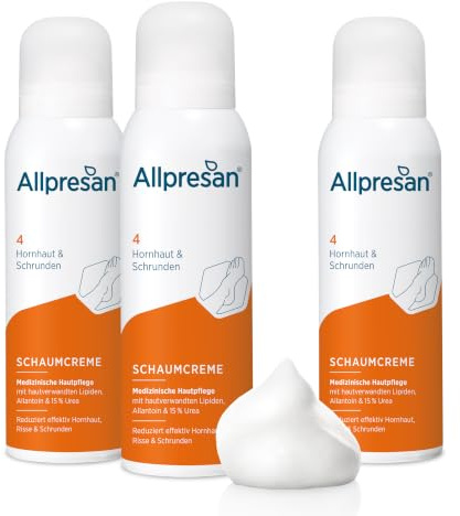 Allpresan fotspecial nr 4 skumkräm – förhårdnad och rundning – för daglig vård av hornformad fothud – 3 x 125 ml