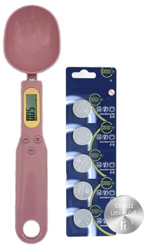 Liuer Cucchiaio Bilancia Digitale,Cucchiaio Bilancia Digitale Misuratore Cucchiaio Bilancia Rimovibile con Display Lcd,Cucchiaio Bilancia per Cibo per Cani,Spezie e Alimenti（Rosa）