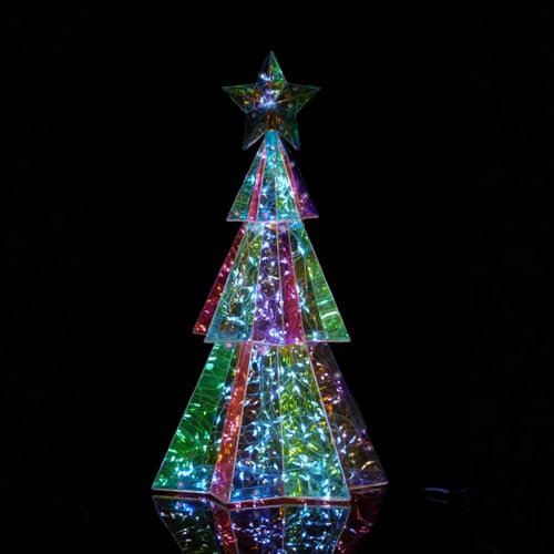 ID FOR YOU BSDC218-37CM - Albero di Natale Luminoso a LED, 37 cm - Albero Moderno per Interni ed Esterni, Decorazione Natalizia innovativa