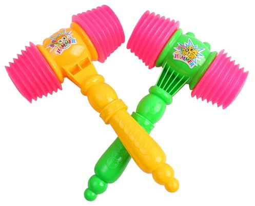 Falafoty Juguete de Martillo Chirriante, 2Pcs Juguete Golpeando Martillo Bebé Juguetes de Sonido de Silbato de Martillo de Percusión de Plástico, Martillo Chirriante Juguetes Educativos para Niños (B)