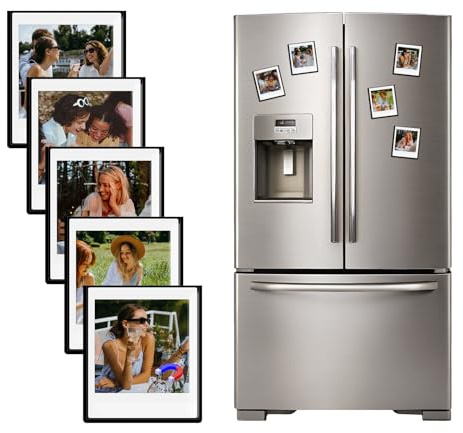 HIYQIN 5 Pack Magnetic Photo Frames for Instax Square Film 2.83x3.38”, Picture Frames Refrigerator Photo Display Fits for Fujifilm Instax Square SQ1/SQ20/SQ40/SQ10/SQ6/SP-3 - Black