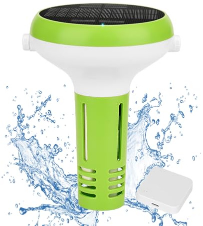Analizzatore pH e Salinità Piscina Intelligente UIUZMAR, Misuratore di pH Sale Galleggiante con Ricarica Solare, 5 in 1Tester di pH Salinità e EC TDS Temometro Wi-Fi per Acqua Piscina, Idromassaggio