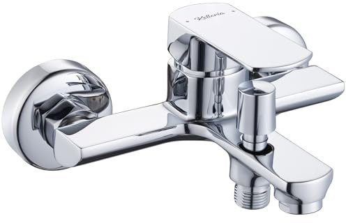 kelleria Badewannenarmatur Wannenarmatur, Aufputz Wasserhahn Badewanne, Mischbatterie für Badewanne Wandmontage, Einhand-Wannenbatterie Armatur Badewanne, Messing, Chrom, G1/2 Auslauf