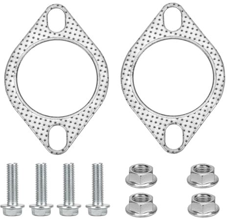 GIONAR 2Pcs 2.5 Inch Exhaust Flange Gasket Set, Exhaust Manifold Gasket with 4 Bolts & Nuts, Heavy Duty Flange for Car Pipe & Catalytic Converter