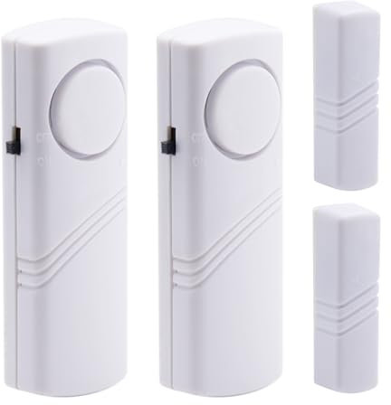 Alarme de porte/fenêtre, capteur de sécurité sans fil, détecteur de vibration, alarme anti-effraction magnétique pour maison, école, bureau, abri de jardin, garage, magasin, hôtel (lot de 2, blanc, 95