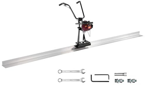 VEVOR Règle à Béton Électrique Grattoir en Aluminium 1,2 m, Outil de Nivellement et Finition de Chape de Béton, Moteur Vibrant à 4 Temps, Poignées Réglables en Hauteur, Haute Efficacité 6500 tr/min
