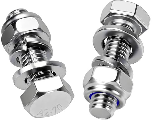 Mbsomnus 15 Piezas Tornillos Hexagonal M6x25 mm Tornillo de Acero Inoxidable 304 con Tuercas y Arandelas Pernos DIN 933 para Muebles Coches Bicicletas Barcos Impresión 3D Motocicletas