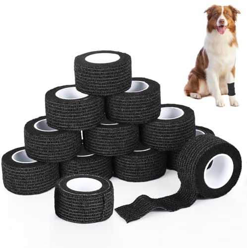 Cozary 12 Rouleaux de Bandes Élastiques Auto-adhésives, 2.5 cm x 4.5 m Bandage Autoadhésif Non Tessuto, Imperméable & Respirant, Parfait pour Animaux de Compagnie et Blessures Sportives