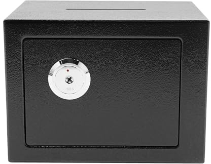 Schlüsseltresor, Geldkassette Abschließbar mit Einwurfschlitz, 4.6L Tresor für Zuhause, Sparschwein, Safe Tresor klein mit Schlüssel Mechanische Möbeltresor für Zuhause mit Schlüssel (Schwarz)