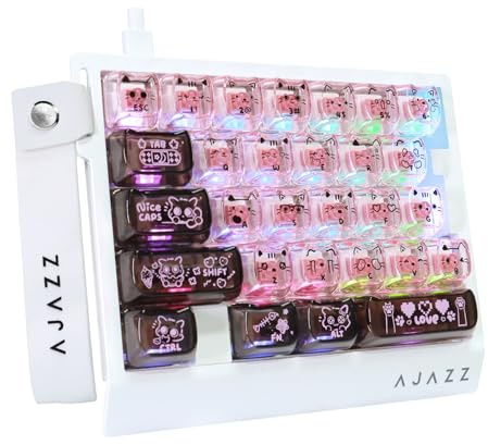 A.JAZZ AK029 Tastiera da Gioco Cablata 29 Tasti per Una Mano, Polling Rate 8000Hz, Interruttori Magnetici RT 0.01mm Hotswappable, 5 Strati Riduzione del Rumore, RGB Colorato, Driver Web-Nero Rosa
