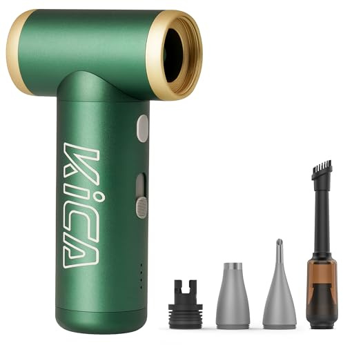 Kica JetFan 2S Kit - Elettrico Air Duster - Corpo in metallo, 117.000 giri/min, controllo continuo e modalità turbo, spray ad aria compressa per PC, auto, tastiera, ufficio, verde