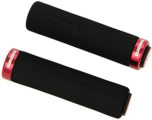 SRAM Locking Foam Grips with Single Red Clamp and End Plugs (129mm, Black)