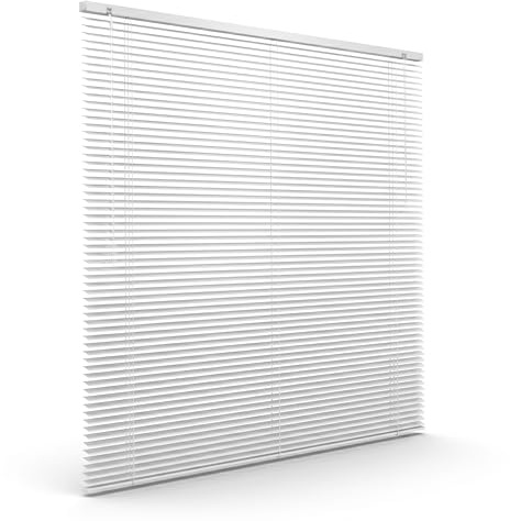Victoria M. Persiana de Aluminio, Veneciana Fijación sin Taladrar, Incluye Clips de Sujeción Klemmfix, 150 x 175 cm, Blanco