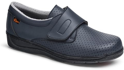 DIAN - 1900 Azul 45, Zapato de Trabajo para Sanidad y Hostelería, Zapato con Cierre de Velcro sin Cordones, Unisex, Plantilla Acolchada y Suela Antideslizante, Antiestatico y Antibateriano