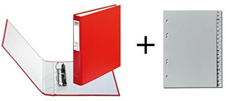 Herlitz Ringbuch + Ordner Register / DIN A5 mit 2-Ringe / Farbe: rot