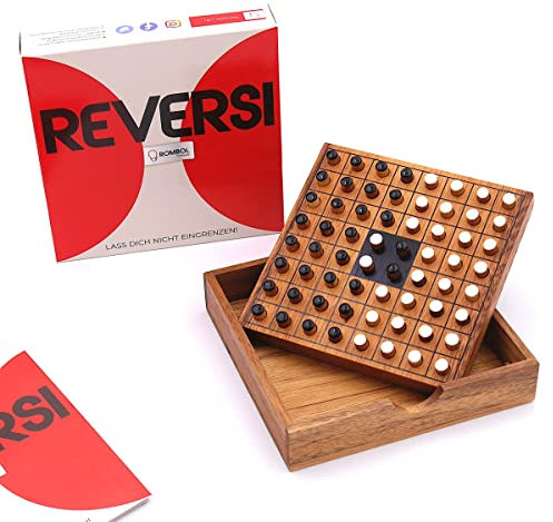 ROMBOL Reversi - Interessantes Strategiespiel für 2 Personen aus edlem Holz, Farbe:weiß/schwarz