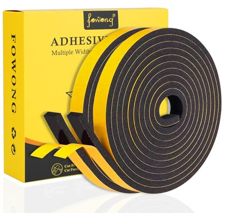 fowong 8m Dichtungsband Selbstklebend für Türen-NEU Premium Fensterdichtung 12mm(B) x6mm(D), Moosgummi Schaumstoffband Schallschutz&Kälteschutz-Energie Sparen,Rückstandsfrei