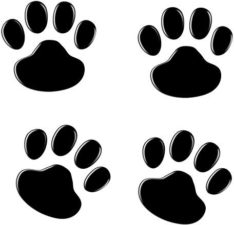 NewL 4PCS Black 3D Chrome Dog Paw Footprint Sticker Decal Auto Car Emblem Decal Decoration (Black)