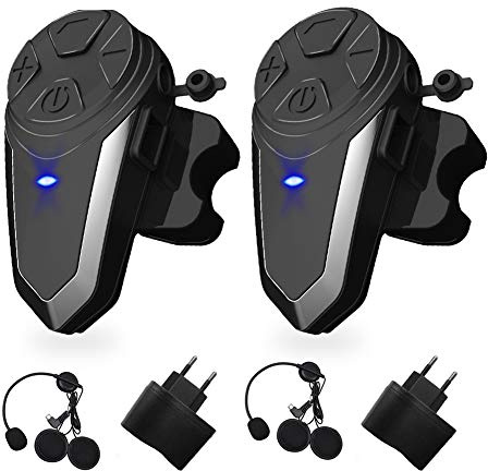 vFound BT-S3 1000 m motorcykel intercom hjälm headset realtid kommunikationssystem handsfree FM-radio vattentät Bluetooth-intercom för 2 eller 3 åkare (2-pack)