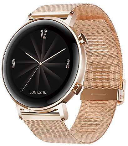 HUAWEI Watch GT 2 (42 mm) Smart Watch, 1.2 Inch AMOLED Display with 3D Glass Screen, 1 Week Battery Life, GPS, 15 Sport Modes, 3D Glass Screen, Real-time Heart Rate Monitoring Smartwatch, Refined Gold