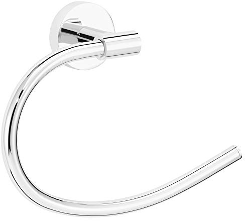 tesa EXXCELLENT Handtuchring, verchromt - Handtuchhalter-Ring eckig - zur Wandbefestigung ohne Bohren, inkl. Klebelösung - 203mm x 150mm x 62mm