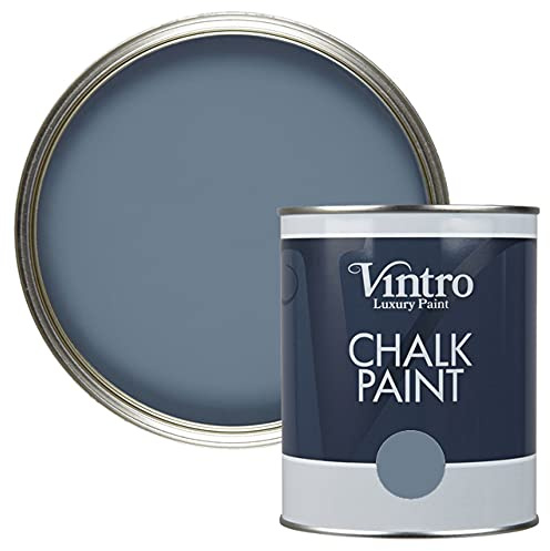 Vintro | Blue Chalk Paint | Furniture Paint | Shabby Chic | Upcycle | Decorate | Ultra Matt Finish | 1 Litre (Chiswick House - Blue)