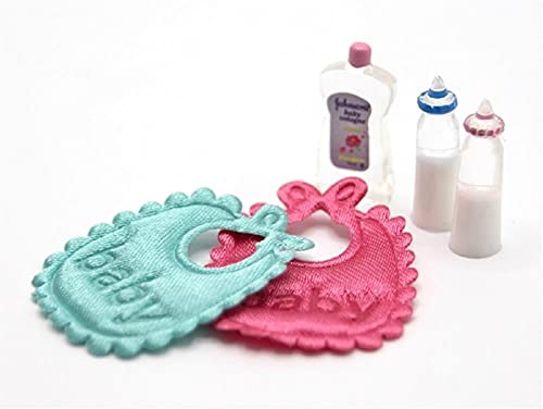 Melody Jane Dolls Houses Dollhouse Girl Boy Bibs Bottles Baby Oil Miniature Nursery Accessory Set 1:12