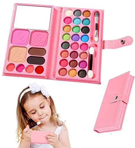 Kinderschminke Mädchen Set, Xionghonglong Make up Spielzeug, Kosmetik Spielzeug für Mädchen Kinder, Waschbar Make up Spielzeug, Prinzessin Rollenspiel Spielzeug Geschenk für Weihnachts/Geburtstag (A)
