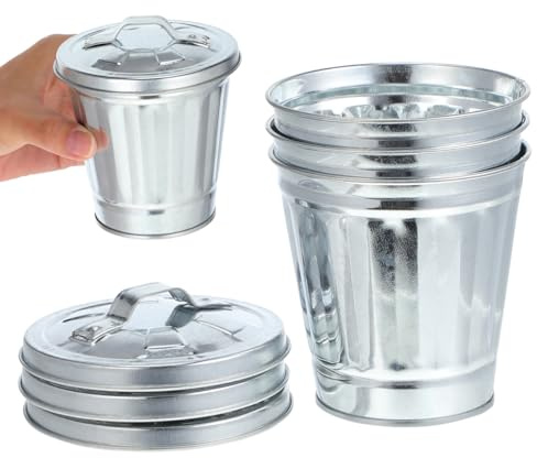 Gadpiparty 3pcs Mini Trash Can, Metal Trash Can with Lid, for Special Party Favors, Cute Flower Pot, Snack Holders, Pencil Holder
