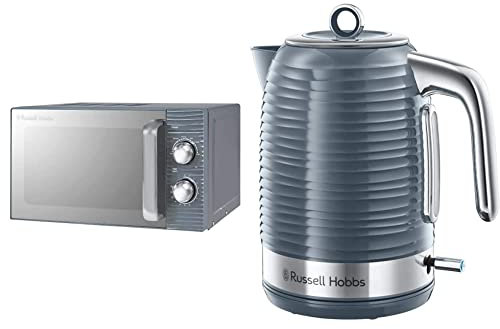Russell Hobbs RHM1731G Inspire 17L 700w Grey Solo Manual Microwave with 5 Power Levels & 24363 Inspire Electric Kettle, 1.7 Litre Cordless Hot Water Dispenser with 1 Cup 45 Second Fast Boil, Grey