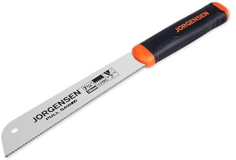 JORGENSEN Japanese Pull Saw, 7.25 Hand Saw Single Edge, 17-TPI SK5 Flexible Blade Handsaws, Flush Cut Saw with Soft Grip Handle for Fine Woodworking & Fast, Precise Cuts